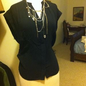 V-neck button down shirt-top