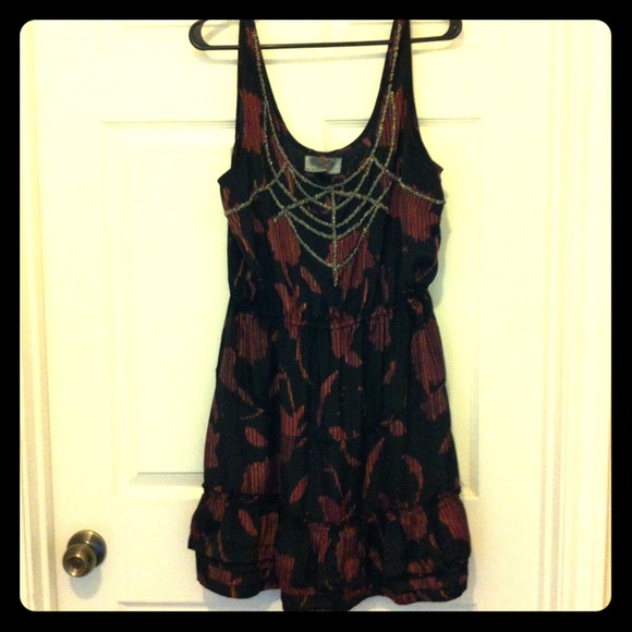 *Reserved* Black beaded print dress