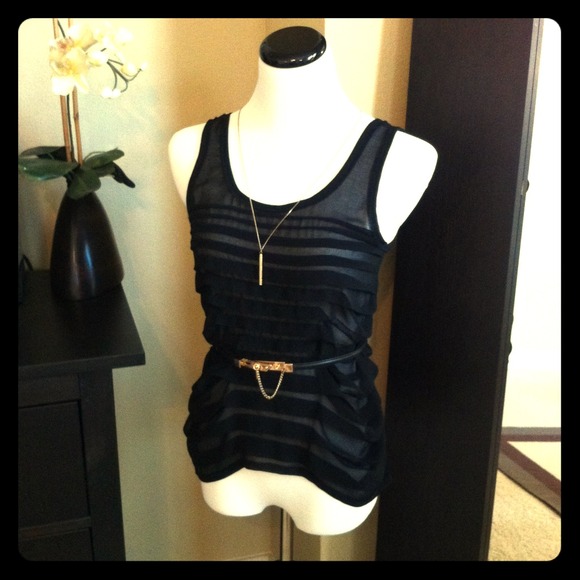 RSVD!!!! Trendy and dressy sheer black top