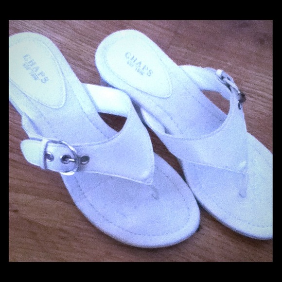 HOLD for @lyntran🌺Chaps White Wedge Sandals - Picture 1 of 4