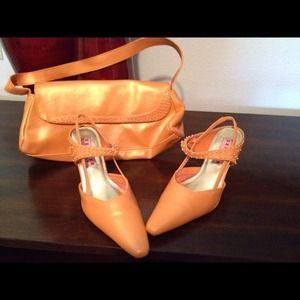 Tangerine heels and purse🔒price reduced🔒
