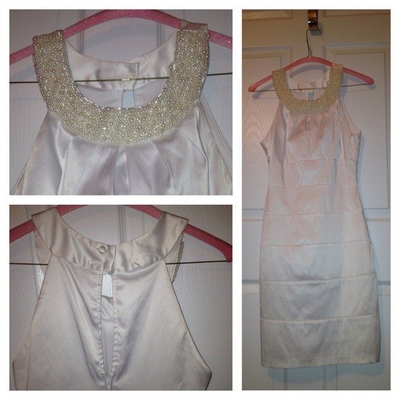 Worn Once. Beautiful White Dress with pearls