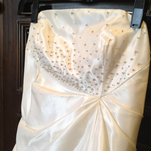Dresses & Skirts - White Satin Gown with Sequin Accents