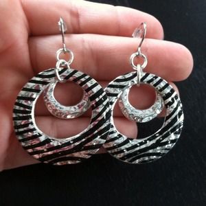 ✨REDUCED✨ Silver earrings with black stripes