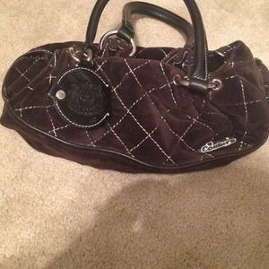Juicy couture black velour handbag.
