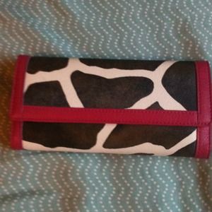 Pink, brown, and white wallet