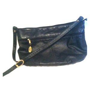 Black leather over the shoulder purse