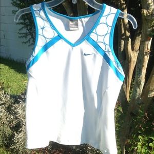 Nike tennis top.  White and turquoise.  Medium.