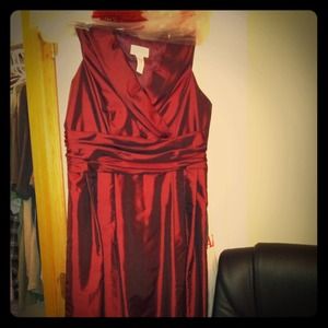 Burgundy/maroon knee length empire waist dress