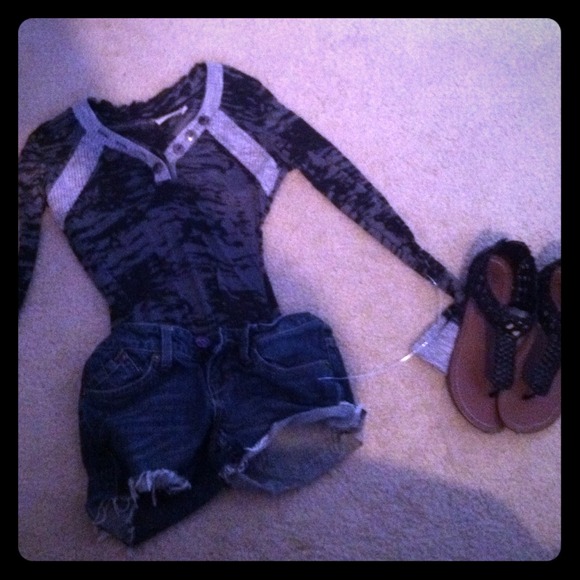 Black printed see through  fitted long sleeve!!(: