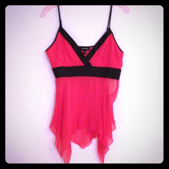Bebe Hot pink sexy v-neck top!