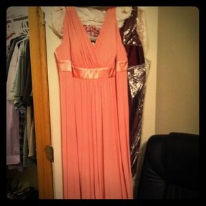 Coral maxi length empire dress