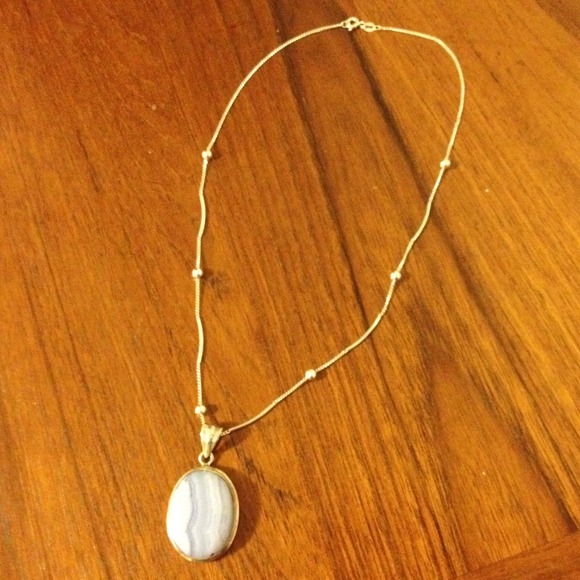 Jewelry - Silver Necklace with a Blueish Purple Pendant