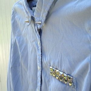 BUNDLED ❤Studded button down shirt