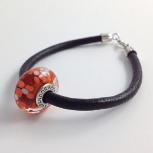 Pandora Bracelet with Orange Glass Bead