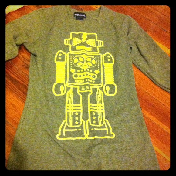 Army green robot sweater