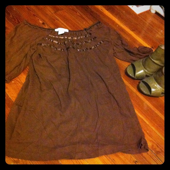 Brown off the shoulders top
