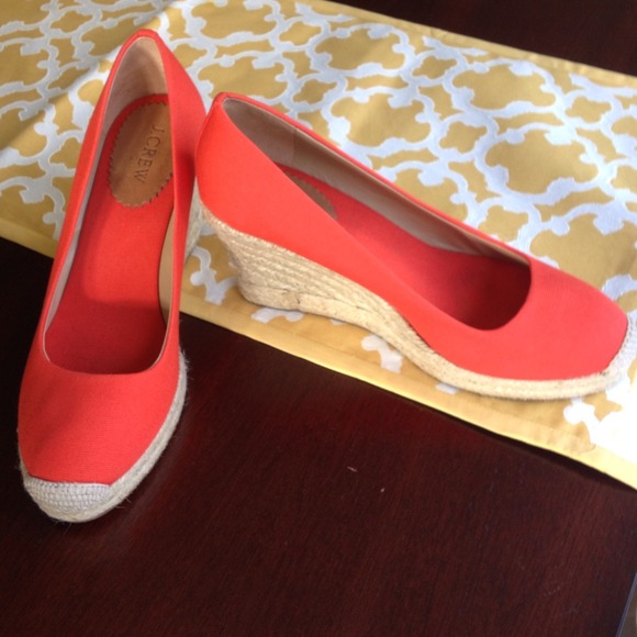 REDUCED again - red J Crew wedge espadrilles
