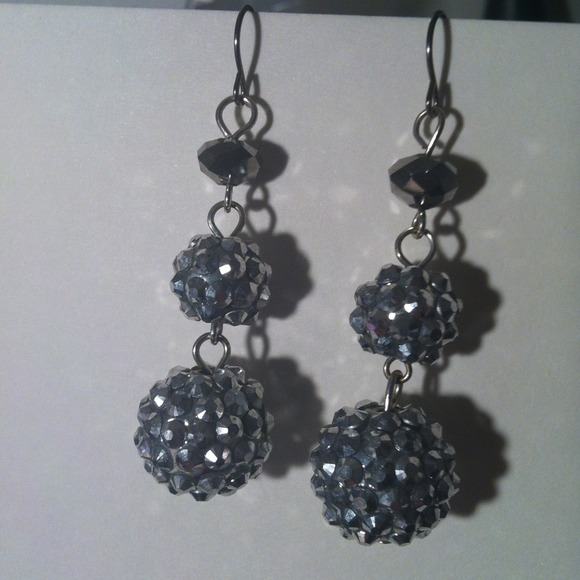 Silver bling drop earrings