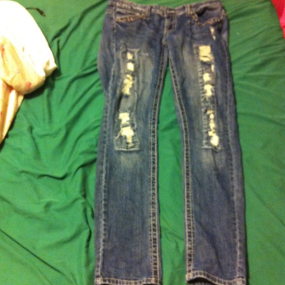 Première black rhinestone ripped skinny jeans