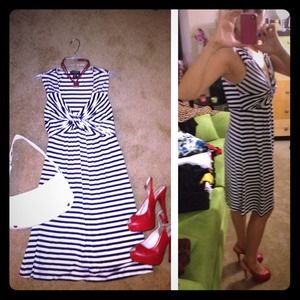 Blue and White spence striped dress Sz NWOT
