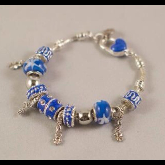 Royal Blue Clouds Enamel Charm Bracelet
