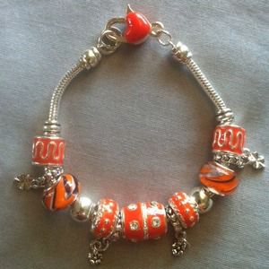 Tangerine Twist Enamel European Charm Bracelet