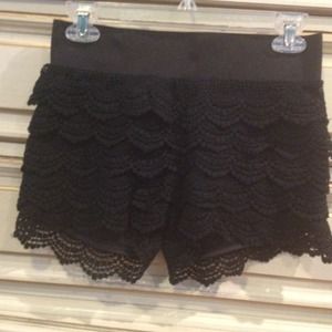 NWOT black crochet shorts