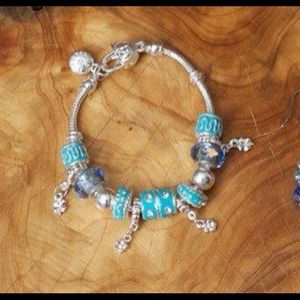 Aqua & Blue Enamel European Charm Bracelet