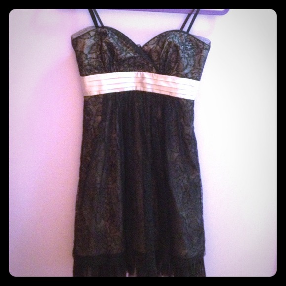 BCBG black lace gem embellish cocktail dress - Picture 1 of 2