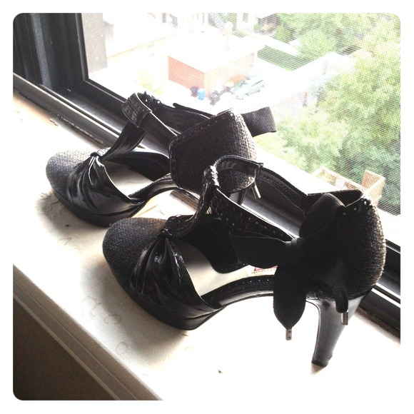 Black and grey Mary Janes