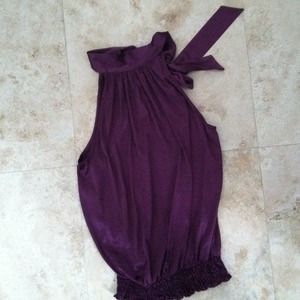 💜Reserved Cute purple silk going out top