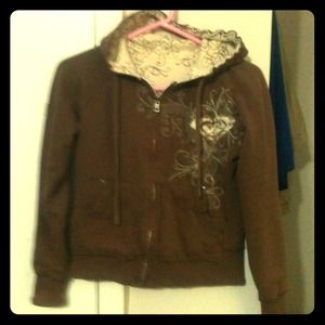 Roxy reversible brown zip-up hoodie