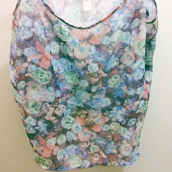 American Apparel Floral Chiffon Tank Top - Picture 2 of 3