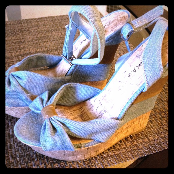 Denim Colored Wedge Shoes