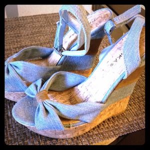 Denim Colored Wedge Shoes