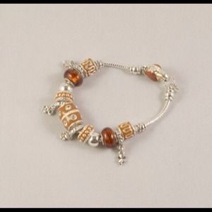 Multi Brown Enamel European Charm Bracelet