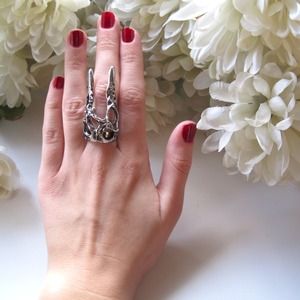 Devils Horns ring in Silver