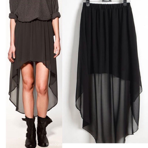 ❌SOLD❌BLACK Hi-Low Maxi Skirt