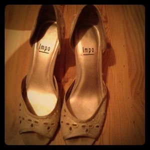 Impo Gold Eyelet Heels