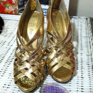 New Cathy jean strappy gold heels