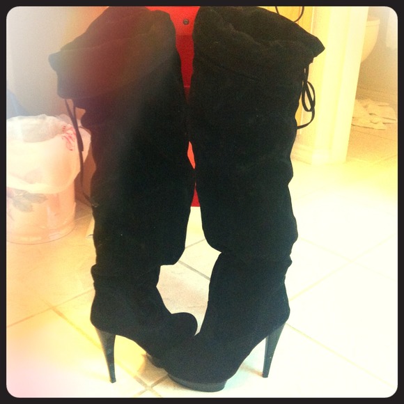 Black high heel boots