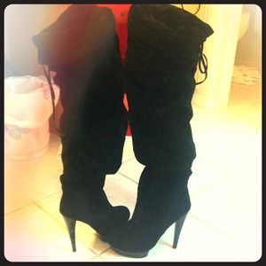 Black high heel boots