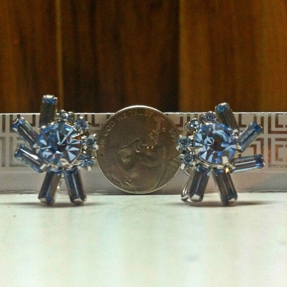 Sparkling Blue and Silver Vintage Clip Ons!