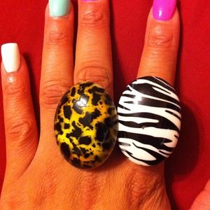 Cheetah and zebra ring bundle