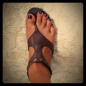 Dark brown leather gladiator sandles