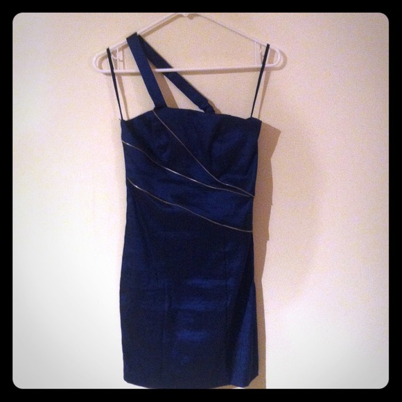 Asymmetrical royal blue dress
