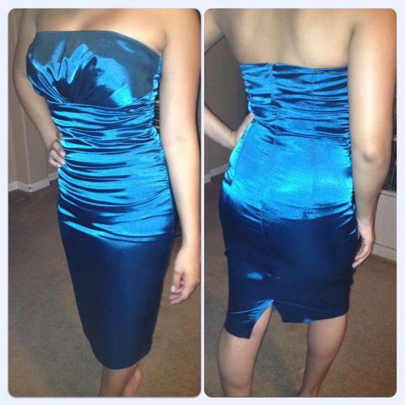 Blue satin dress