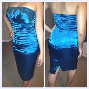 Blue satin dress