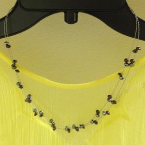 925 silver, garnet and grey stone necklace.